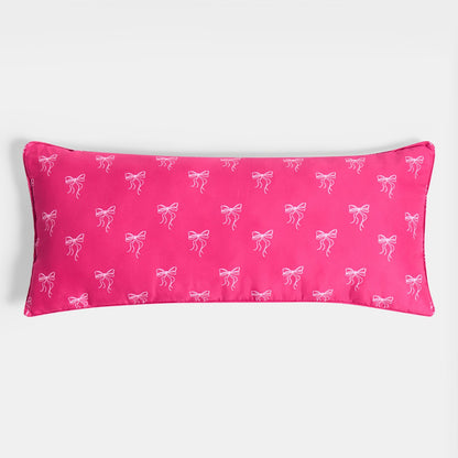 Kids Bow Print Bolster Pillow – Hot Pink