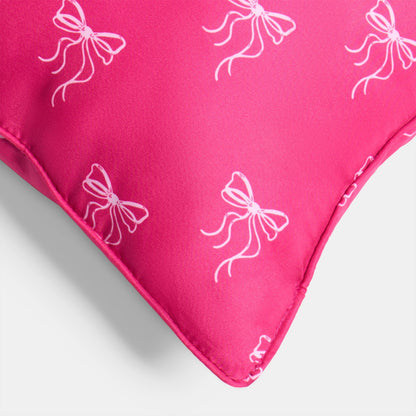Kids Bow Print Bolster Pillow – Hot Pink