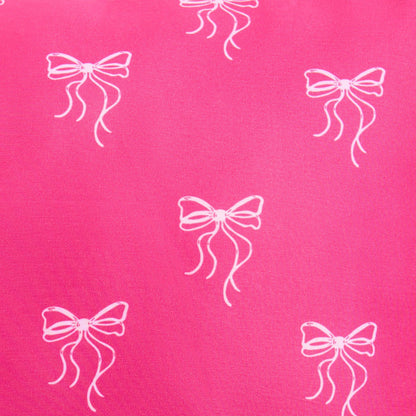 Kids Bow Print Bolster Pillow – Hot Pink