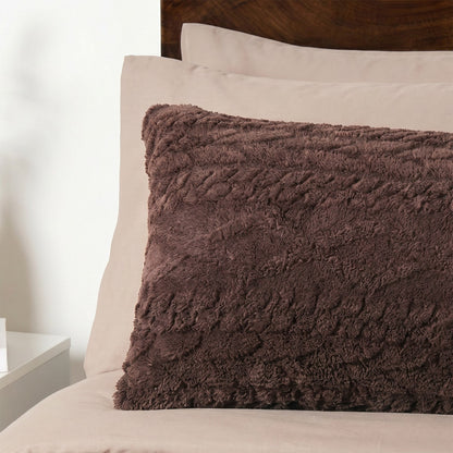 Cable Knit Bolster Pillow – Coffee