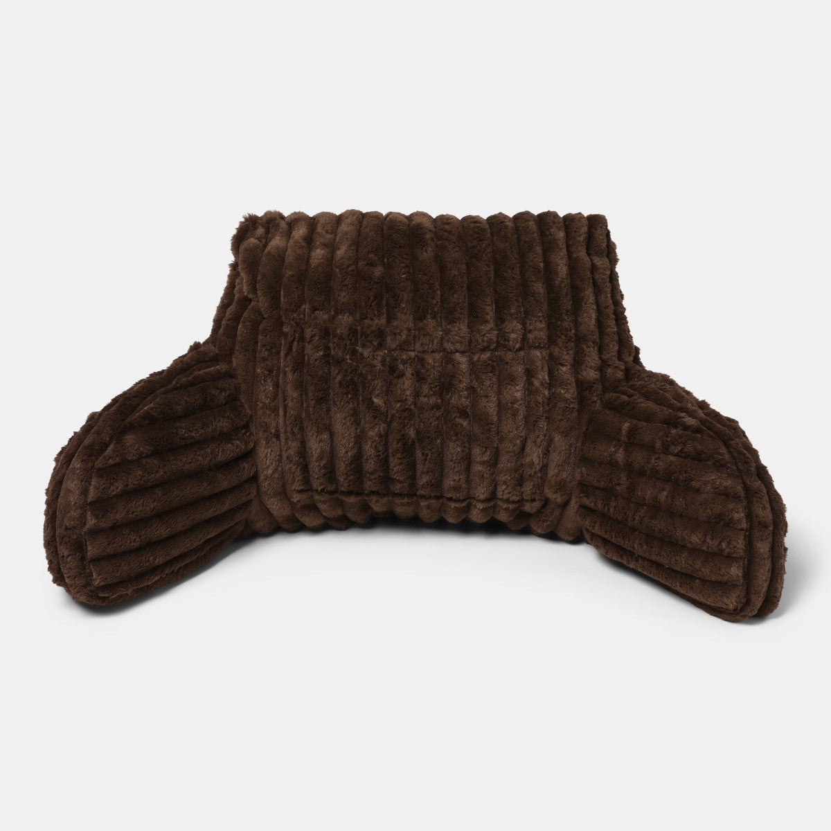 Ribbed Faux Fur Cuddle Cushion with Heatable Pocket – Coffee