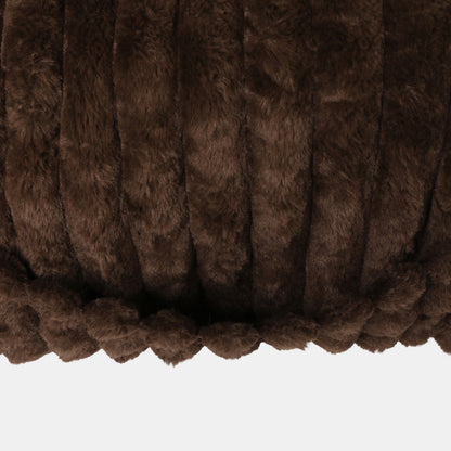 Ribbed Faux Fur Cuddle Cushion with Heatable Pocket – Coffee