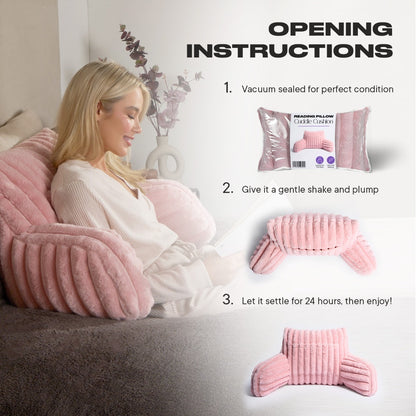 Ribbed Faux Fur Cuddle Cushion with Heatable Pocket – Blush