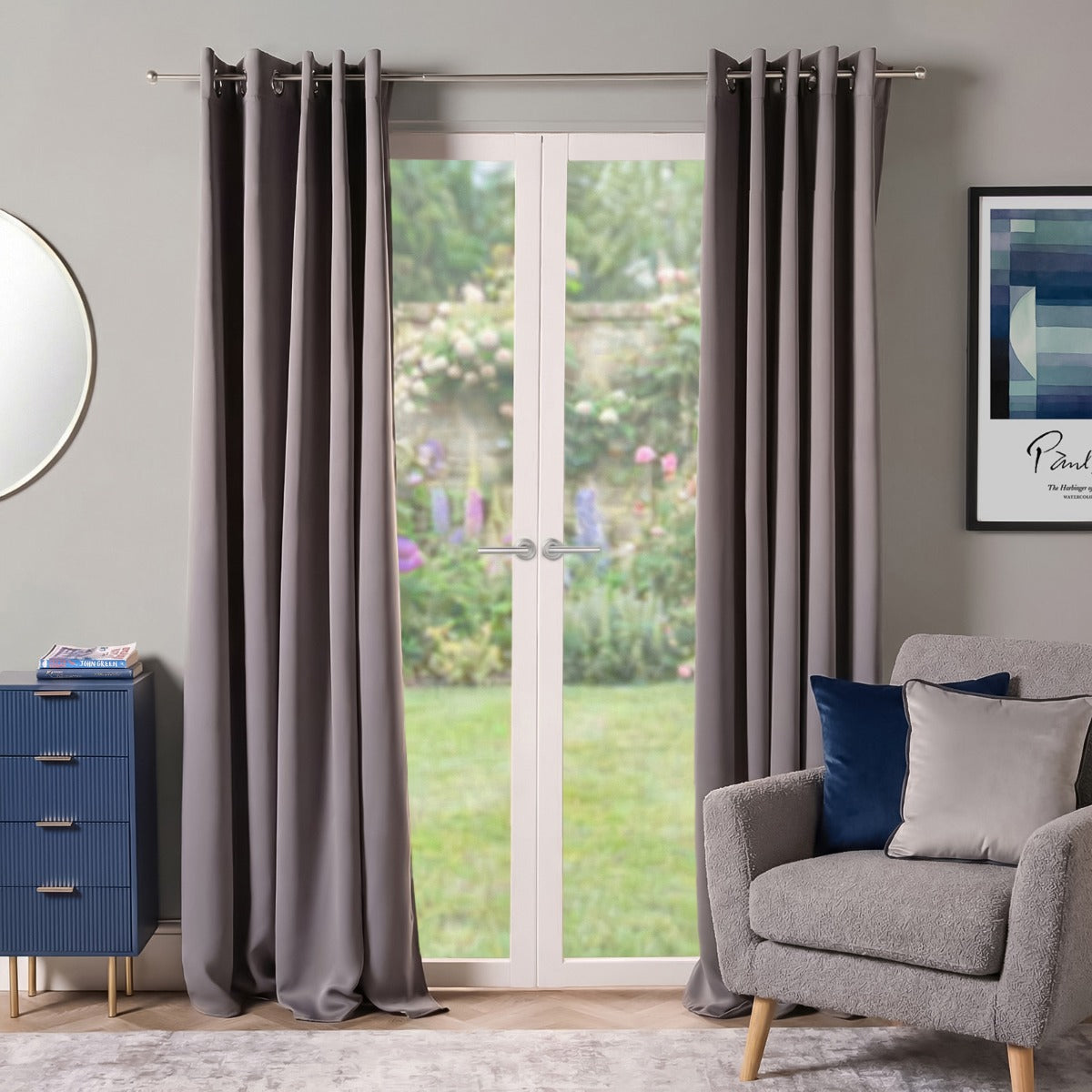 Eyelet Blackout Curtains – Charcoal Grey