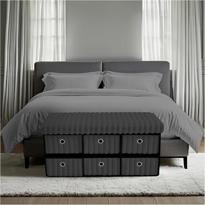 Large Ribbed Storage Boxes With Lid – Charcoal