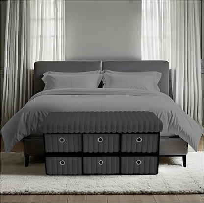 Large Ribbed Storage Boxes With Lid – Charcoal