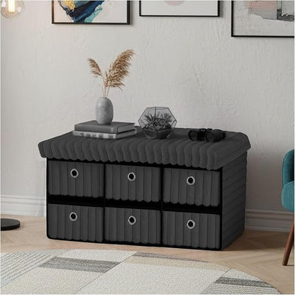 Large Ribbed Storage Boxes With Lid – Charcoal