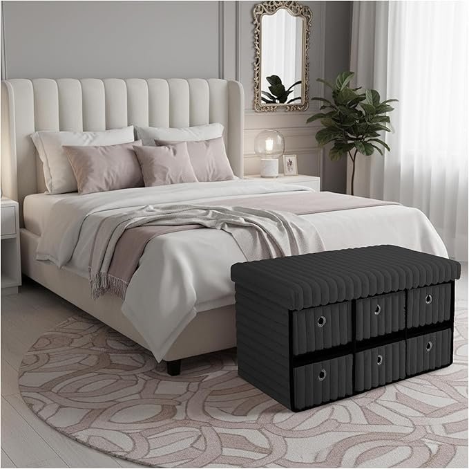 Large Ribbed Storage Boxes With Lid – Charcoal