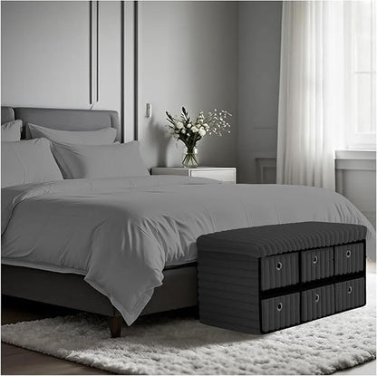 Large Ribbed Storage Boxes With Lid – Charcoal