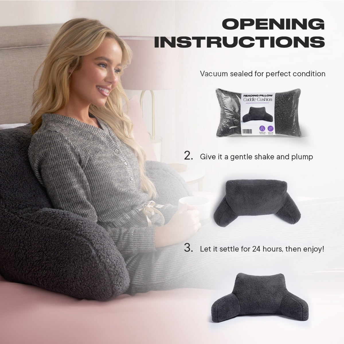 Teddy Cuddle Cushion – Charcoal