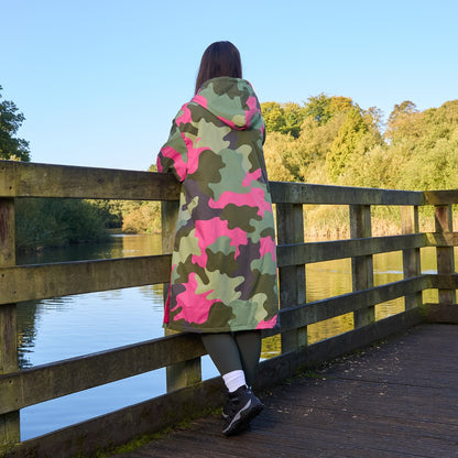 Camo Print Sherpa Drying Robe – Green/Pink