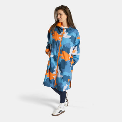 Camo Print Sherpa Drying Robe – Blue/Orange