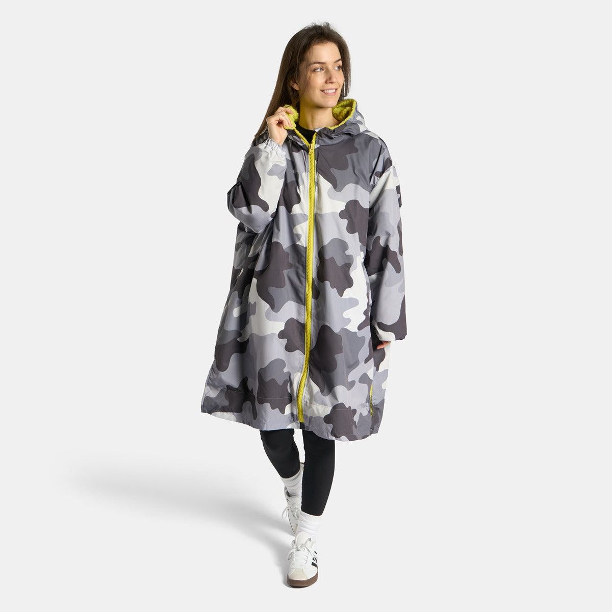 Camo Print Sherpa Drying Robe – Grey/Green