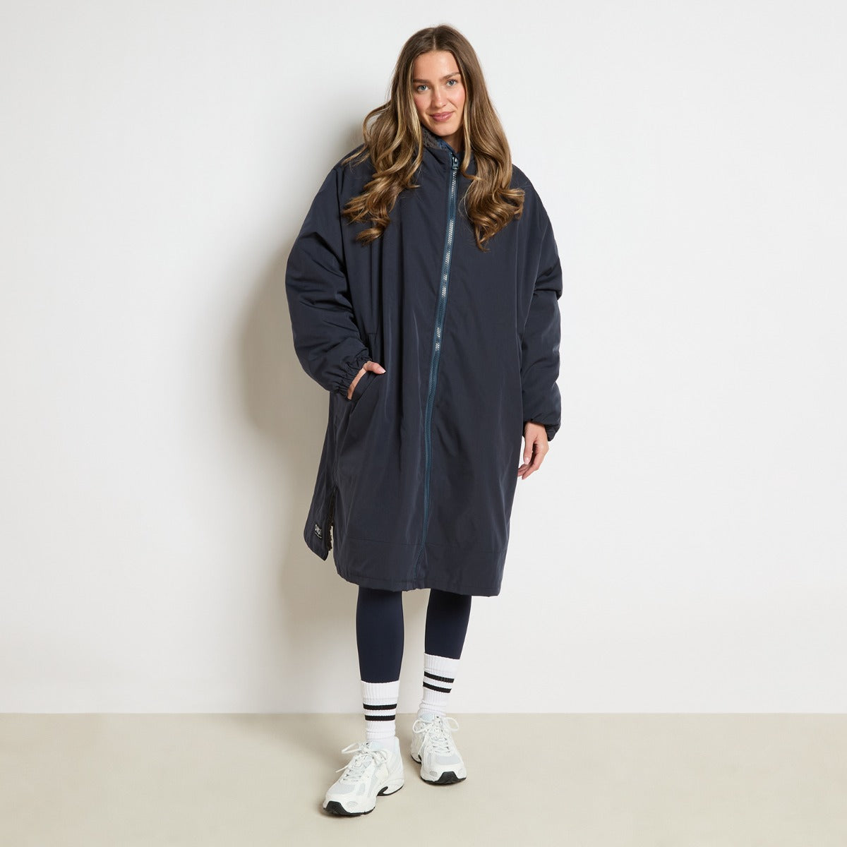 Water Resistant Sherpa Drying Robe – Navy Blue