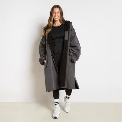 Water Resistant Sherpa Drying Robe – Charcoal