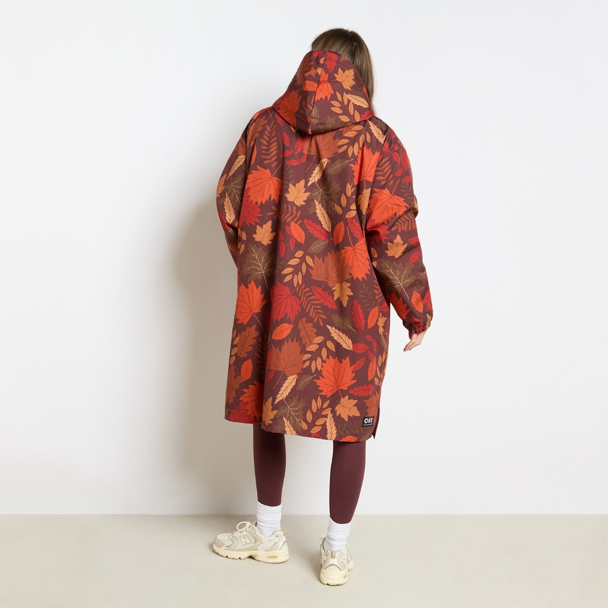 Fun Print Sherpa Drying Robe – Autumn Leaves Orange/Burgundy