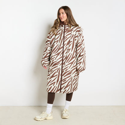 Zebra Print Sherpa Drying Robe – Brown