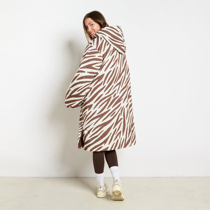 Zebra Print Sherpa Drying Robe – Brown