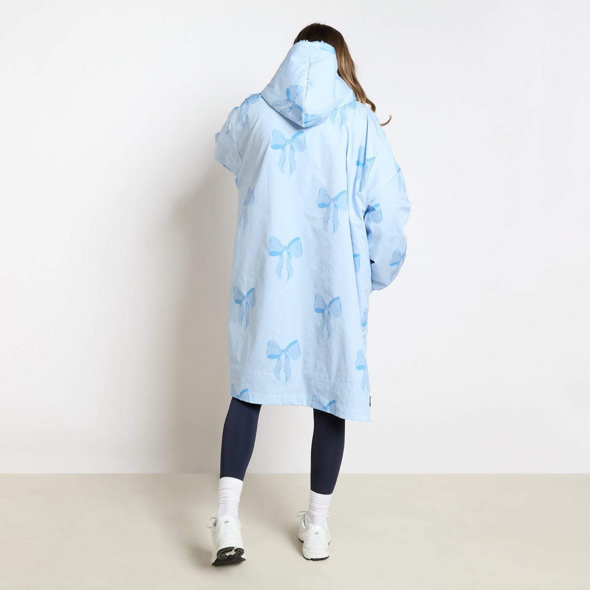 Bow Print Sherpa Drying Robe – Blue