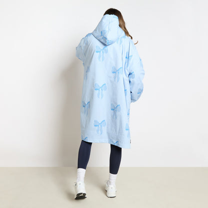 Bow Print Sherpa Drying Robe – Blue