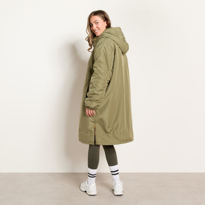 Water Resistant Sherpa Drying Robe – Olive Green/Orange