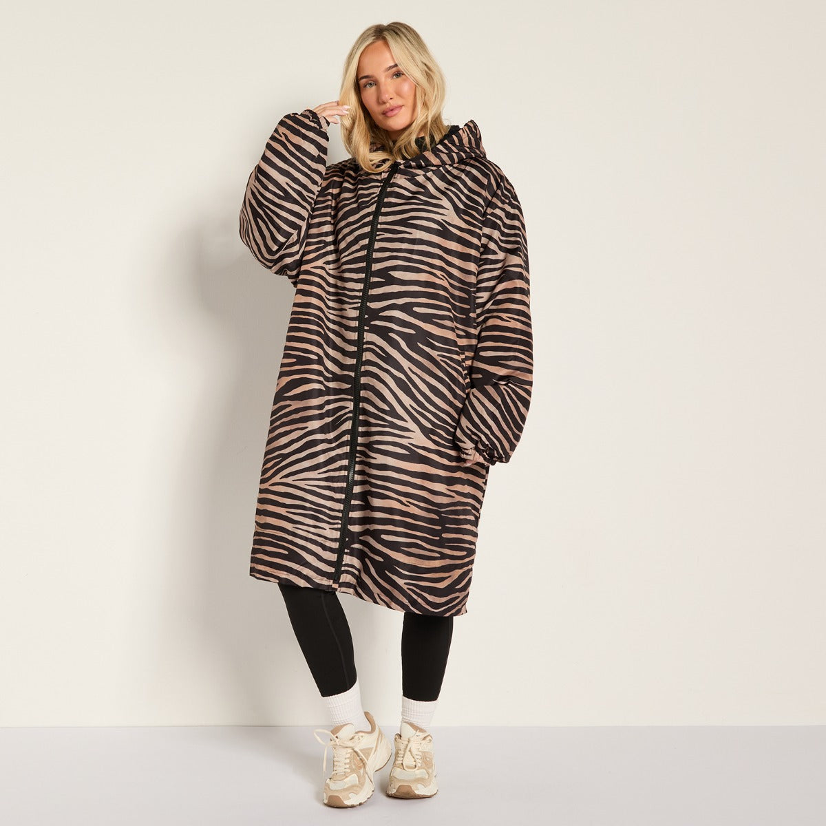 Zebra Print Sherpa Drying Robe – Natural