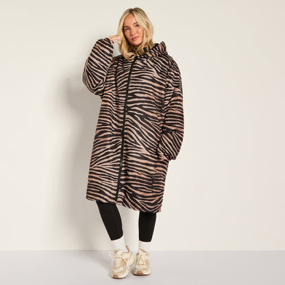 Zebra Print Sherpa Drying Robe – Natural
