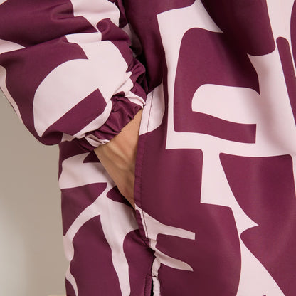 Geometric Print Sherpa Drying Robe – Burgundy