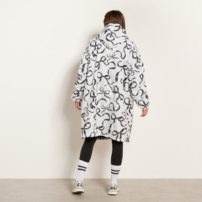 Bow Print Sherpa Drying Robe – Ribbon Bow Monochrome