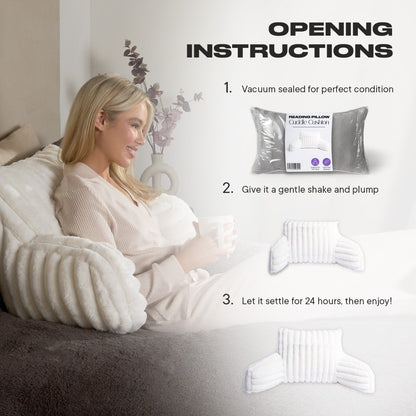 Ribbed Faux Fur Cuddle Cushion with Heatable Pocket – Cream