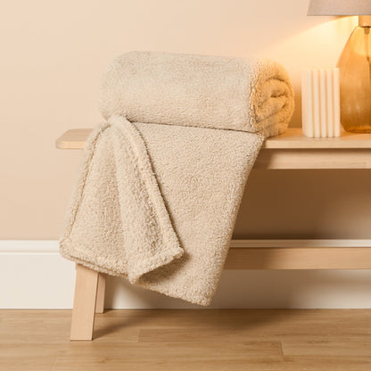 Teddy Fleece Throw – Natural