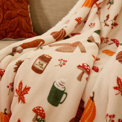 Autumnal Gonk Printed Throw – Natural