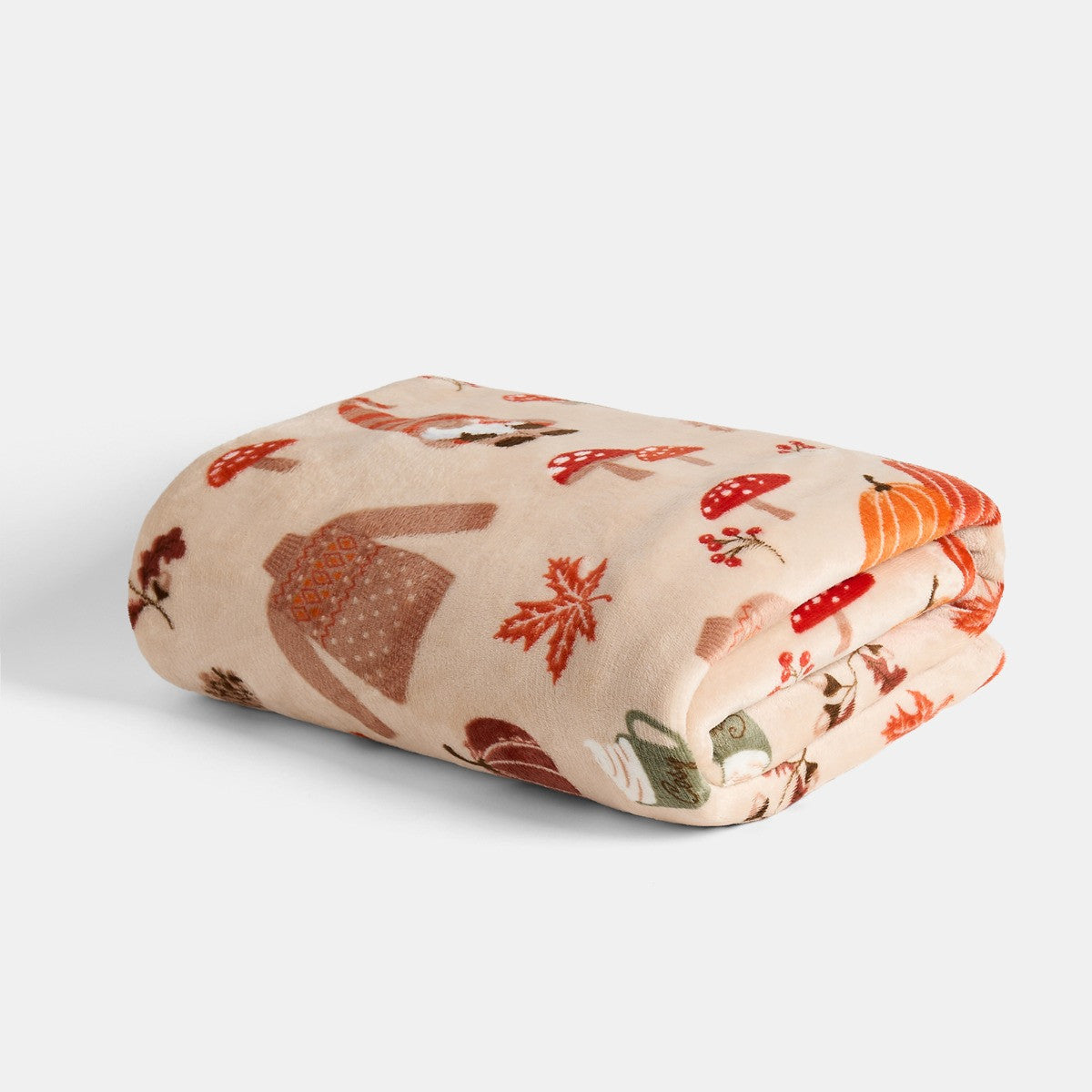 Autumnal Gonk Printed Throw – Natural