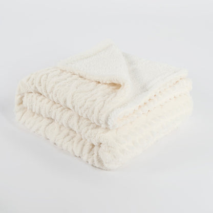 Cable Knit Sherpa Throw – Cream