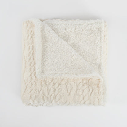 Cable Knit Sherpa Throw – Cream