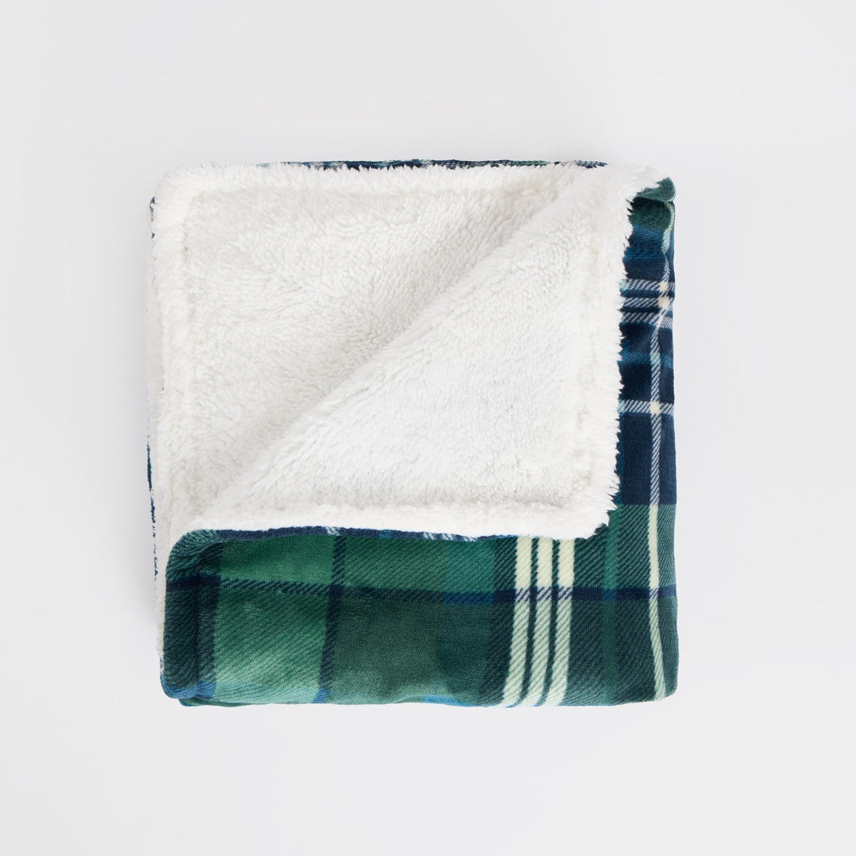 Hudson Flannel Check Fleece Throw – Navy/Green
