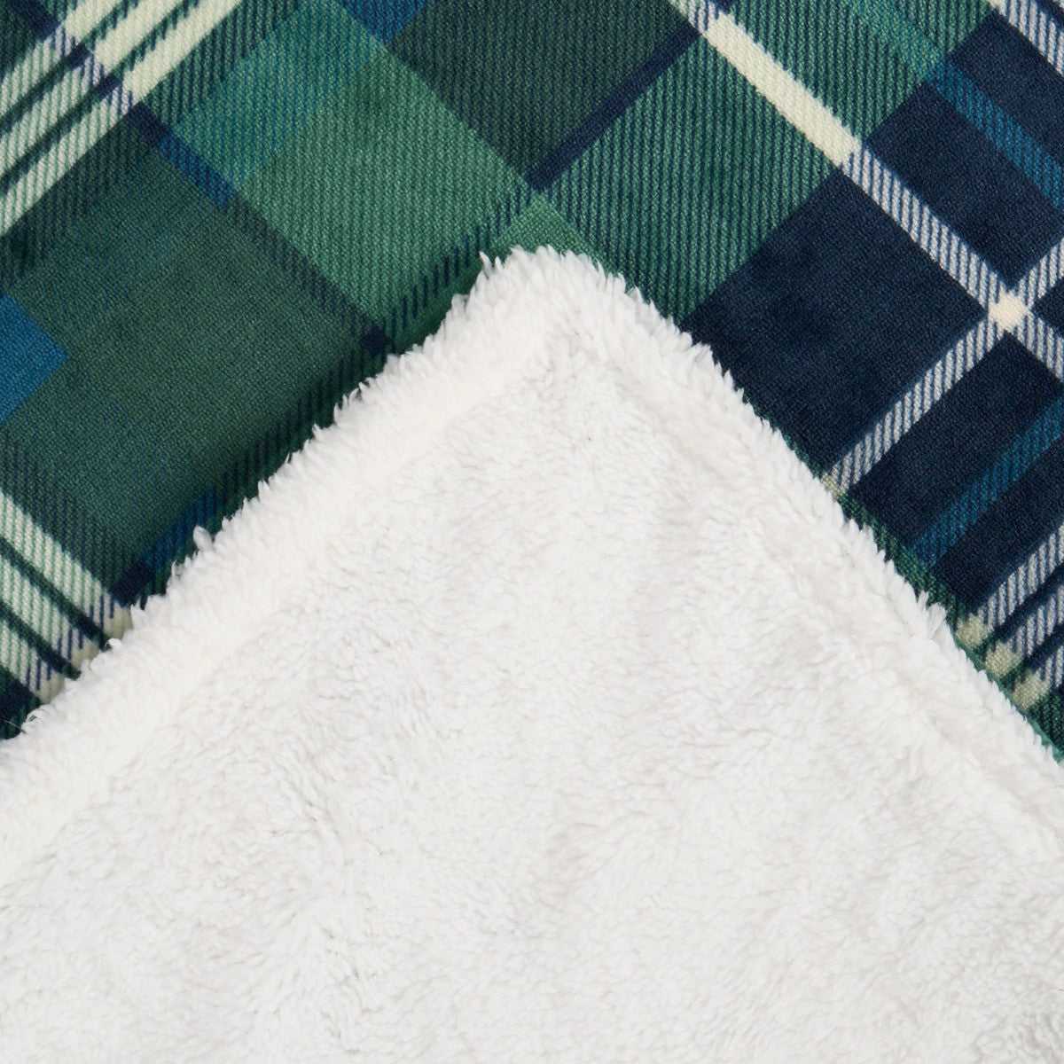 Hudson Flannel Check Fleece Throw – Navy/Green