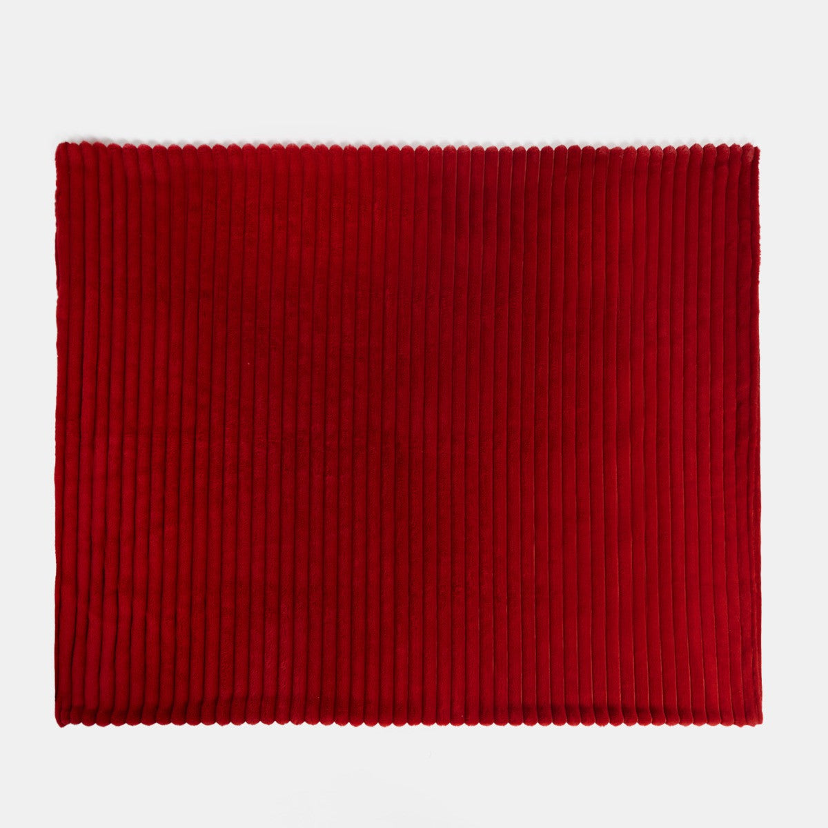 Faux Fur Thick Ribbed Throw – Red