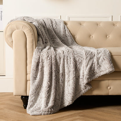 Faux Fur Two Tone Throw – Natural