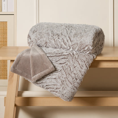 Faux Fur Two Tone Throw – Natural