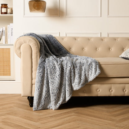 Faux Fur Two Tone Throw – Grey