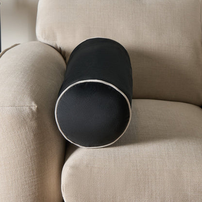 Matte Velvet Bolster Cushion – Black/Cream