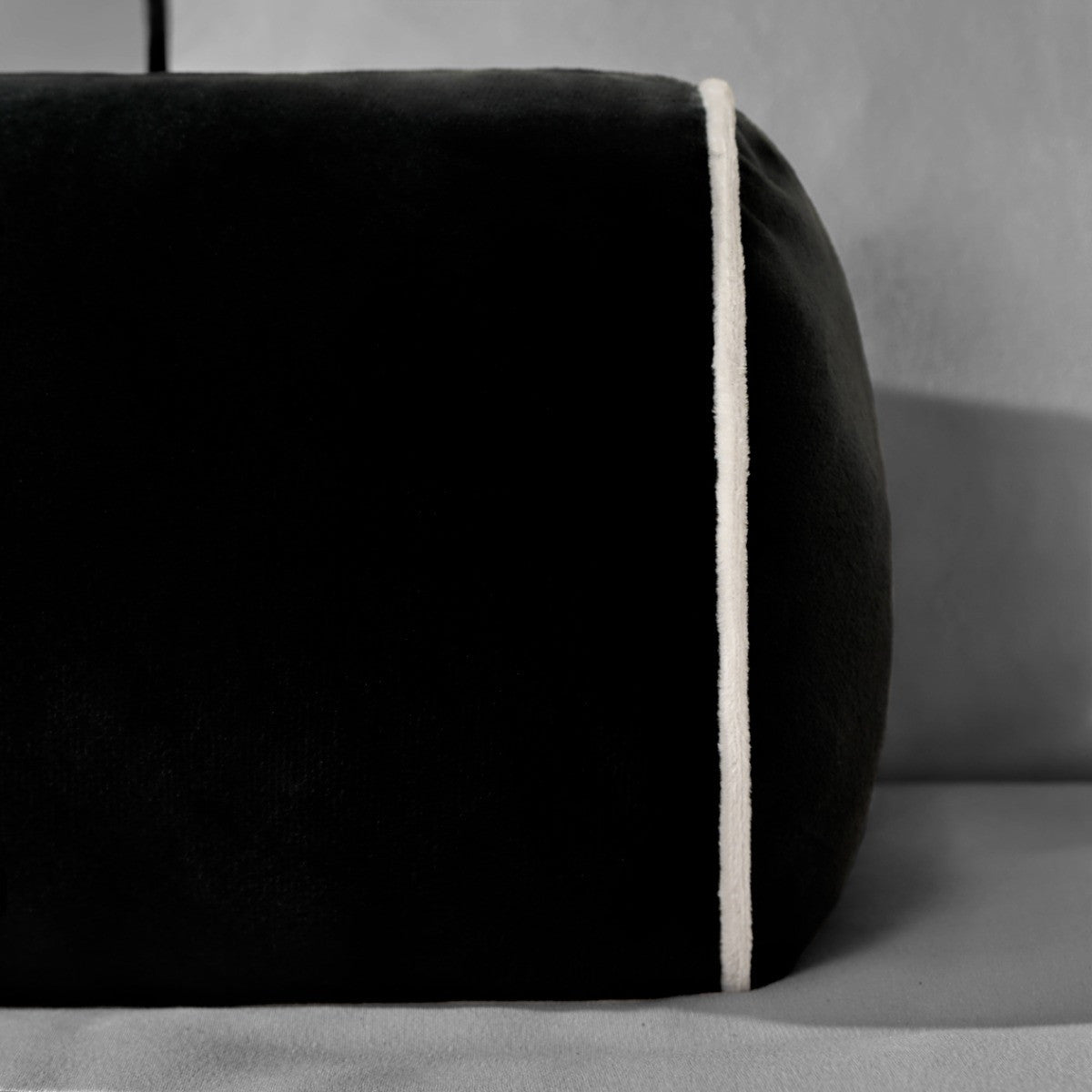 Matte Velvet Bolster Cushion – Black/Cream