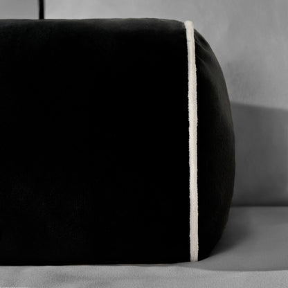 Matte Velvet Bolster Cushion – Black/Cream