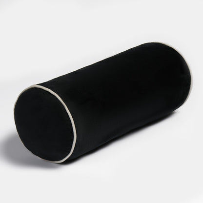Matte Velvet Bolster Cushion – Black/Cream