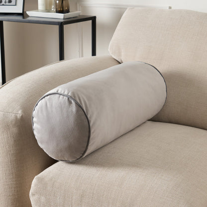 Matte Velvet Bolster Cushion – Grey/Charcoal