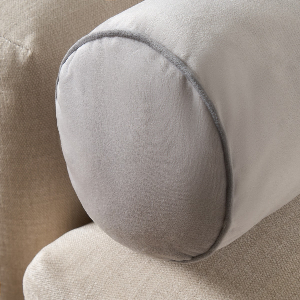 Matte Velvet Bolster Cushion – Grey/Charcoal