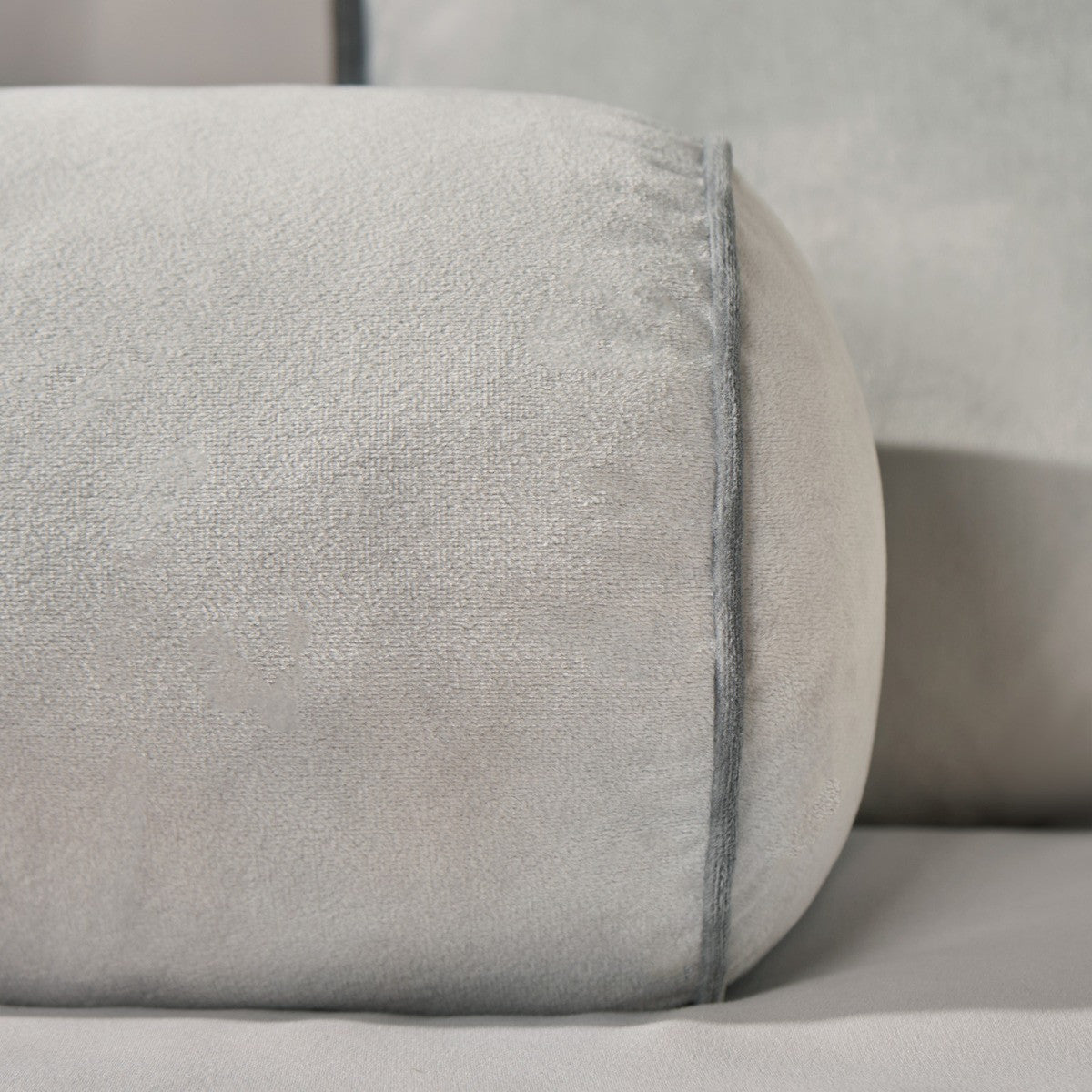 Matte Velvet Bolster Cushion – Grey/Charcoal