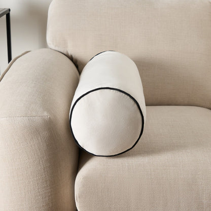 Matte Velvet Bolster Cushion – Cream/Black