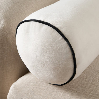 Matte Velvet Bolster Cushion – Cream/Black